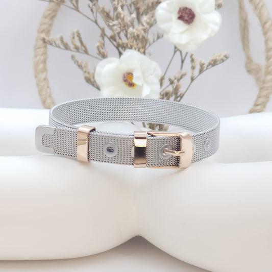 Mesh bracelet - silver / rose gold