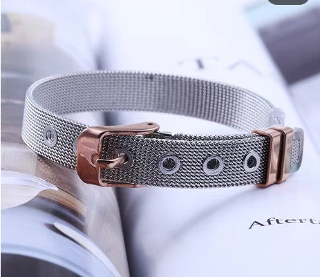 Mesh bracelet - silver / rose gold